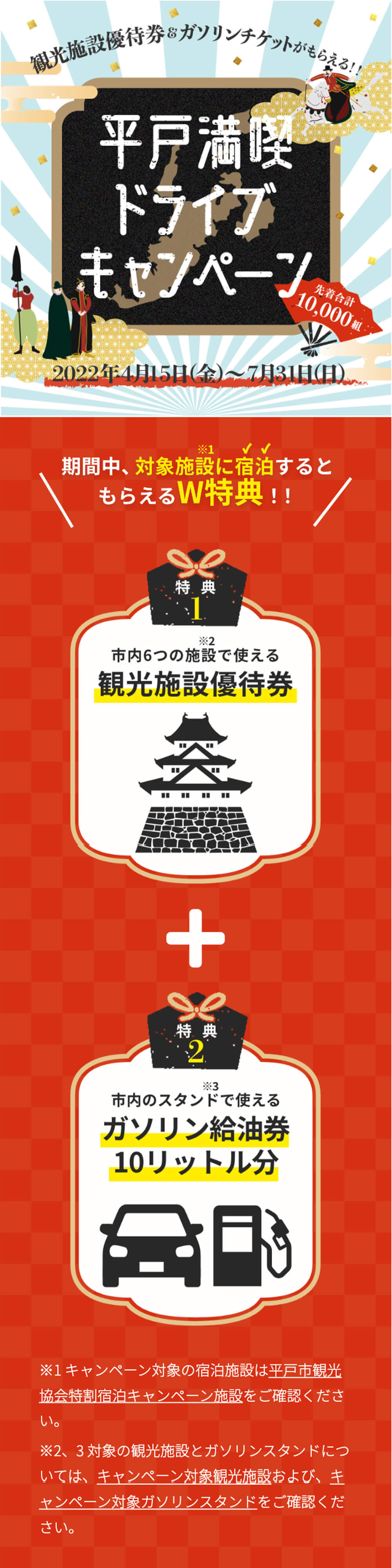 平戸満喫ドライブキャンペーンサイトスマホ版の一部